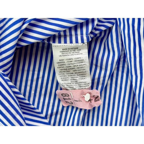 LAUREN RALPH LAUREN Strip Cotton Broadcloth Shirt Women's Size Small Embroidered - Picture 14 of 16